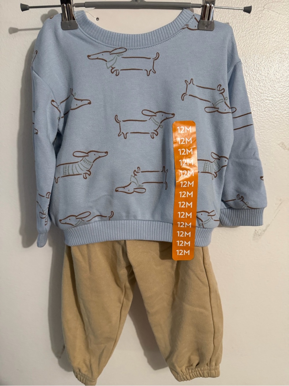 Toddler Light Blue Dachshund Print Crewneck Matching Set
